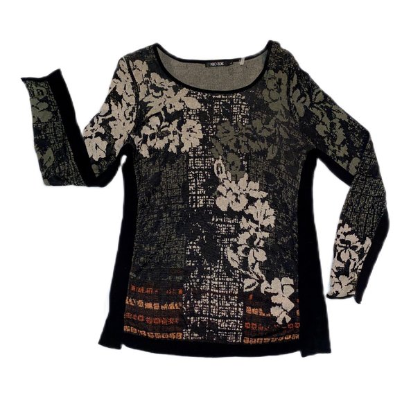 NIC+ZOE Women’s Large “Floral Vines” Lightweight SWEATER TOP, Rayon Cotton NICE - Picture 3 of 4